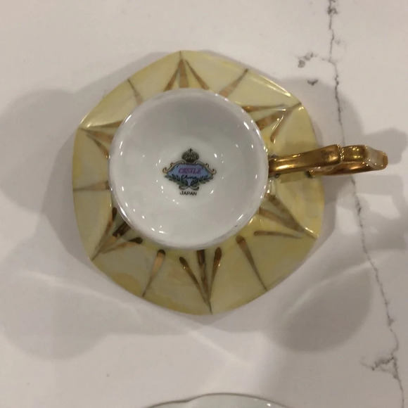 Vintage Castle China Japan yellow gold teacup  set plate and cup - Picture 6 of 10